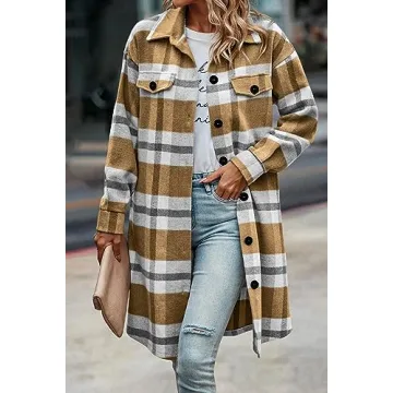 PRETTYGARDEN Women's Plaid Shacket - Stylish Winter Warmth