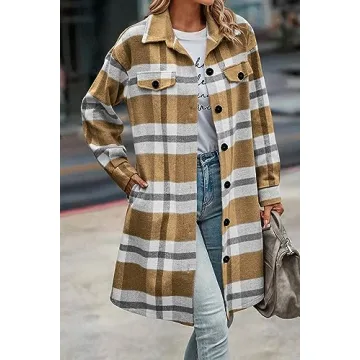 PRETTYGARDEN Women's Plaid Shacket - Stylish Winter Warmth