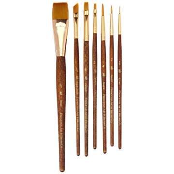 Princeton Brush-Princeton Series 9000 Brown Handled Brush, Set of 7, for Acrylic, Oil and Watercolor-Mixed Media Paintbrushes