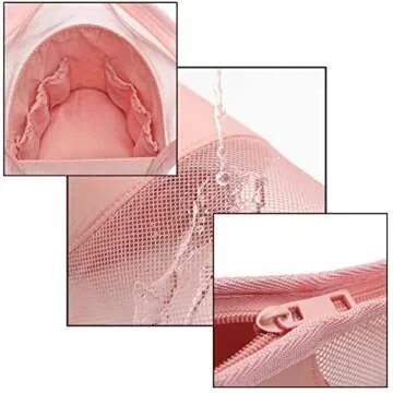 SEEKGREAT Makeup Brush Case Makeup Brush Holder, Travel Waterproof Cosmetic Bag Stand-up Foldable Makeup Cup with Zipper (Pink)