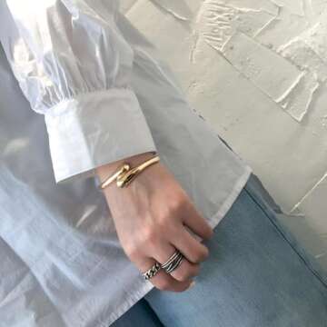 GREICHFAN Gold Chunky Teardrop Bangle Bracelets for Women Minimalist Bracelets Bangle