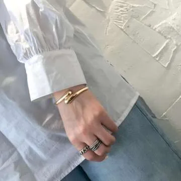 GREICHFAN Gold Chunky Teardrop Bangle Bracelets for Women Minimalist Bracelets Bangle