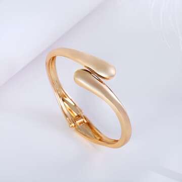 GREICHFAN Gold Chunky Teardrop Bangle Bracelets for Women Minimalist Bracelets Bangle