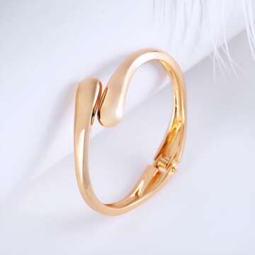 GREICHFAN Gold Chunky Teardrop Bangle Bracelets for Women Minimalist Bracelets Bangle
