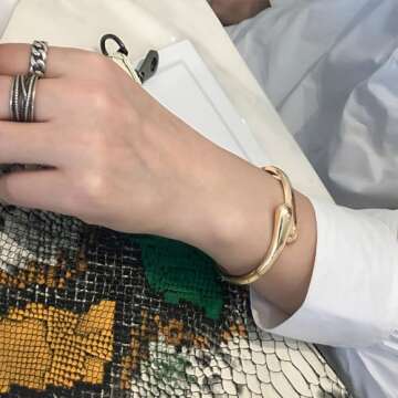 GREICHFAN Gold Chunky Teardrop Bangle Bracelets for Women Minimalist Bracelets Bangle