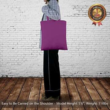 TOPDesign 12-Pack Economical 16"x15" Purple Cotton Tote Bag, Lightweight Medium Reusable Grocery Sho...