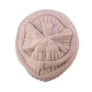 C.C Trendy Warm Chunky Soft Stretch Cable Knit Beanie Skully, Rose Pink