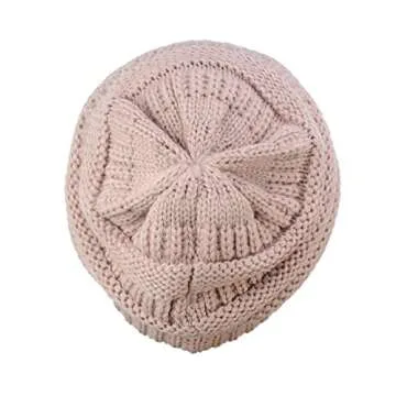 C.C Trendy Warm Chunky Soft Stretch Cable Knit Beanie Skully, Rose Pink
