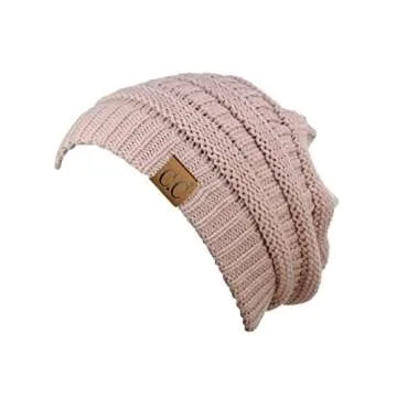 C.C Trendy Warm Chunky Soft Stretch Cable Knit Beanie Skully, Rose Pink
