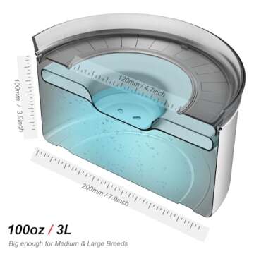 Spill Proof Dog Water Bowl, Food-Grade Stainless Steel Dog Bowl, 3L/100oz Large Capacity, No Splash Water Bowl with Non-Slip Base, Slobber Stopper Water Bowl for Messy Drinkers [Anti Digging Lip]