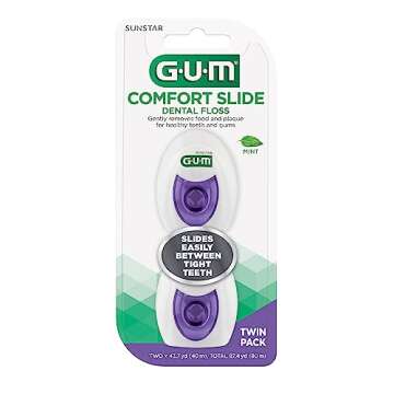 GUM Comfort Slide Unwaxed Dental Floss - Shred Resistant - Perfect for Tight Teeth and Sensitive Gum...