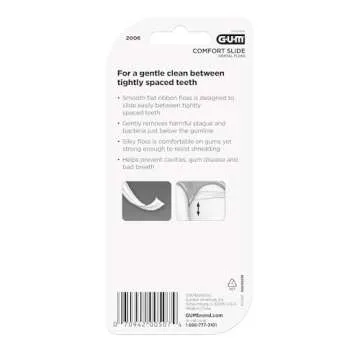 GUM Comfort Slide Unwaxed Dental Floss - Shred Resistant - Perfect for Tight Teeth and Sensitive Gums - Mint Flavored Floss, 2ct(3pk)