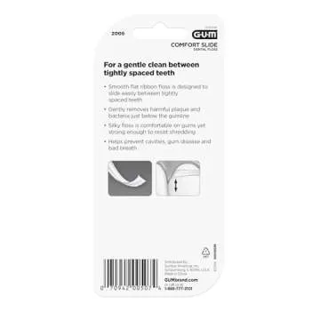 GUM Comfort Slide Unwaxed Dental Floss - Shred Resistant - Perfect for Tight Teeth and Sensitive Gums - Mint Flavored Floss, 2ct(3pk)