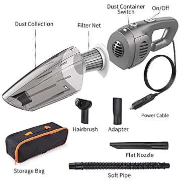 E Coastal Portable Handheld Car Vacuum Cleaner,High Power Small Car Cleaning Kit,12v/7000pa Electric Interior Auto Accessories Kit (Corded)