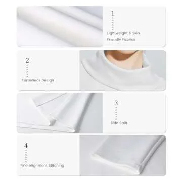 lvatr Women's Oversized Sweatshirt Air Essentials Turtleneck Tunic Spring Fashion Pullover Long Sleeve Top (White-S)