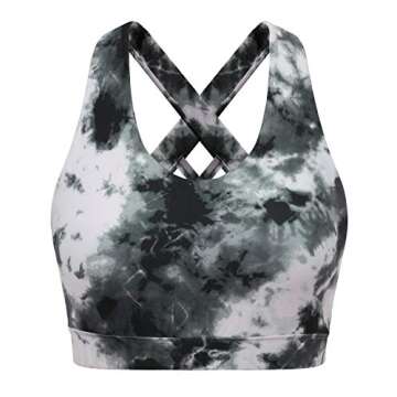 Womens Sport Bras with Padding Crossback Workout Yoga Bra Strappy Active Bra Ink S