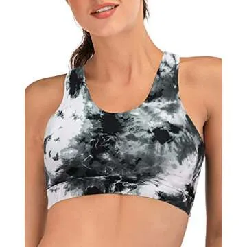 Womens Sport Bras with Padding Crossback Workout Yoga Bra Strappy Active Bra Ink S