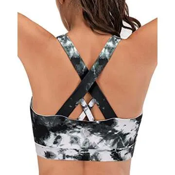 Womens Sport Bras with Padding Crossback Workout Yoga Bra Strappy Active Bra Ink S