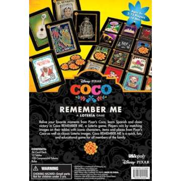 Coco Remember Me Loteria Game - Custom Artwork from Disney Pixar Film, Inspired by Mexican Culture