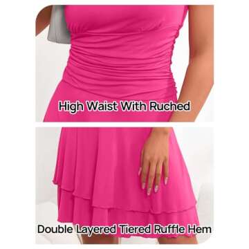 MEROKEETY Women's 2025 Summer Strapless Tube Dress Sexy Off Shoulder Ruffle Tiered Flowy Mini Dresses, Rose, M