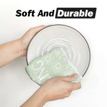 Artoid Mode Green Tulip Kitchen Towels Set of 4