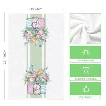 Artoid Mode Green Tulip Kitchen Towels Set of 4