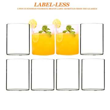 Mglass Lowball Whiskey Glasses Set of 8 | 15 oz | Thin And Light Borosilicate Glass Tumblers Can Be used For Drinking , Cocktail ,Water ,Milk, Coffee, Juices etc | Rocks Glasses | High temp resistant