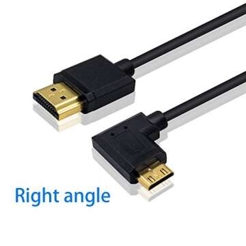 Duttek Mini HDMI to HDMI Coiled Cable 1FT-4FT (Ultra-Thin, 4K@60Hz), Right Angle High Speed HDMI Min...