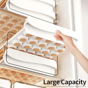 Egg Container for Refrigerator 60 Count, Large Capacity Egg Organizer with Timing Function