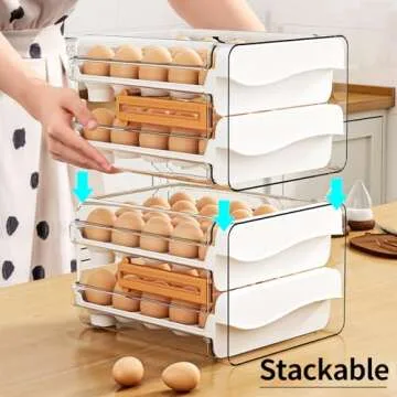 Large Capacity 60 Count Egg Organizer for Refrigerator