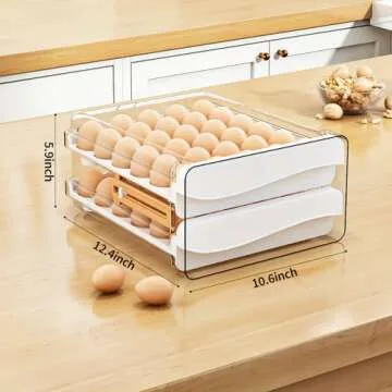 Large Capacity 60 Count Egg Organizer for Refrigerator
