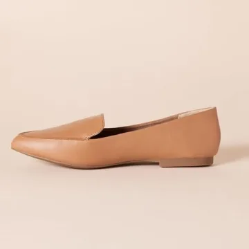 Stylish Amazon Essentials Women's Loafer Flats in Camel Faux Leather