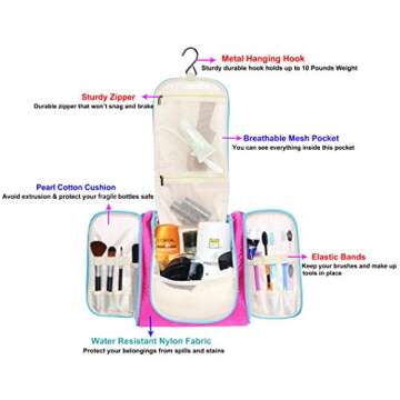 Hanging Toiletry Bag Extra Large Capacity | Premium Travel Organizer Bags For Men And Women | Durabl...