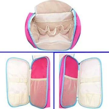 Hanging Toiletry Bag Extra Large Capacity | Premium Travel Organizer Bags For Men And Women | Durable Waterproof Nylon Bathroom, Shower, Makeup Bag For Toiletries, Cosmetics, Brushes, Shampoo (Pink)