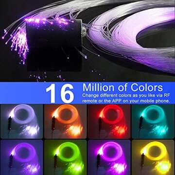 AZIMOM Bluetooth RGB LED Fiber Optic Star Ceiling Light Kit