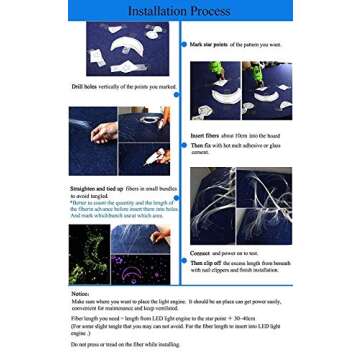 AZIMOM Bluetooth RGB LED Fiber Optic Star Ceiling Light Kit