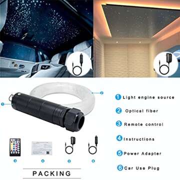 AZIMOM Bluetooth RGB LED Fiber Optic Star Ceiling Light Kit