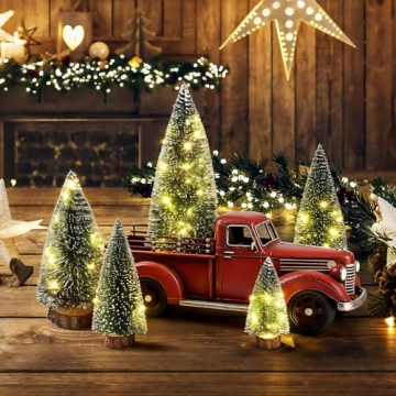 Mini Christmas Tree with Lights - 5 Pcs Pine Tree Holiday Decor