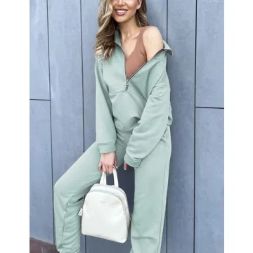 Stylish TIQOJE Women's Fleece Tracksuit Set for Comfort