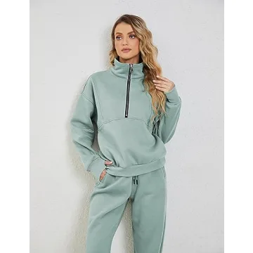 Stylish TIQOJE Women's Fleece Tracksuit Set for Comfort