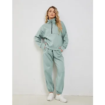 Stylish TIQOJE Women's Fleece Tracksuit Set for Comfort