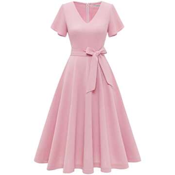 Gardenwed Women's Pink Fit and Flare Cocktail Party Dress