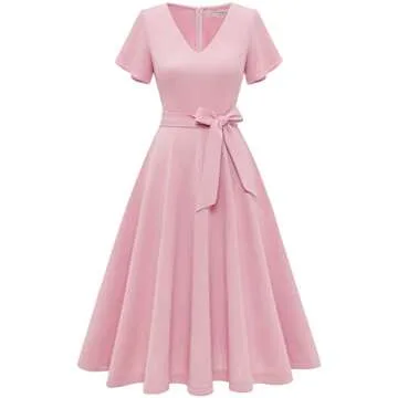 Gardenwed Women's Pink Fit and Flare Cocktail Party Dress