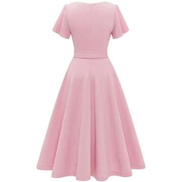 Gardenwed Women's Pink Fit and Flare Cocktail Party Dress