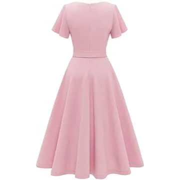 Gardenwed Women's Pink Fit and Flare Cocktail Party Dress