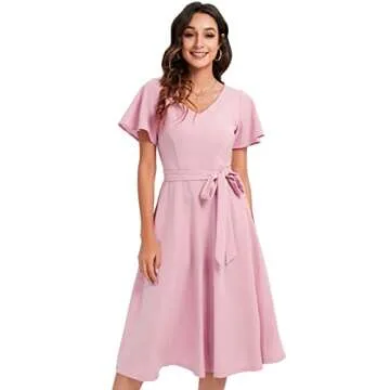 Gardenwed Women's Pink Fit and Flare Cocktail Party Dress