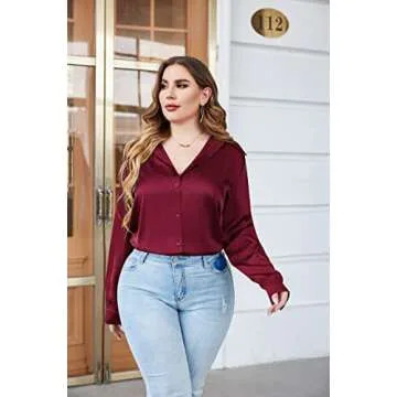Plus Size Satin Blouse for Women | IN'VOLAND Elegant Shirt