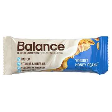 Balance Bar, Healthy Protein Snacks, Yogurt Honey Peanut, with Vitamin A, Vitamin C, Vitamin D, and Zinc to Support Immune Health, 6-Count Boxes, 1.76 Oz (Pack of 3)