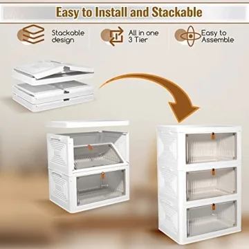 3 Tier Stackable Storage Bins for Home & Office Organization
