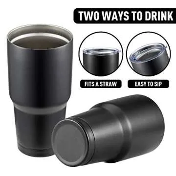 COMOOO 30oz Black Stainless Steel Tumbler Bulk with Lid and Straw Insulated Tumbler Coffee Cup Durable Double Wall Vacuum Travel Coffee Mug Thermal for Hot and Cold Drinks (Black, 8 Pack)
